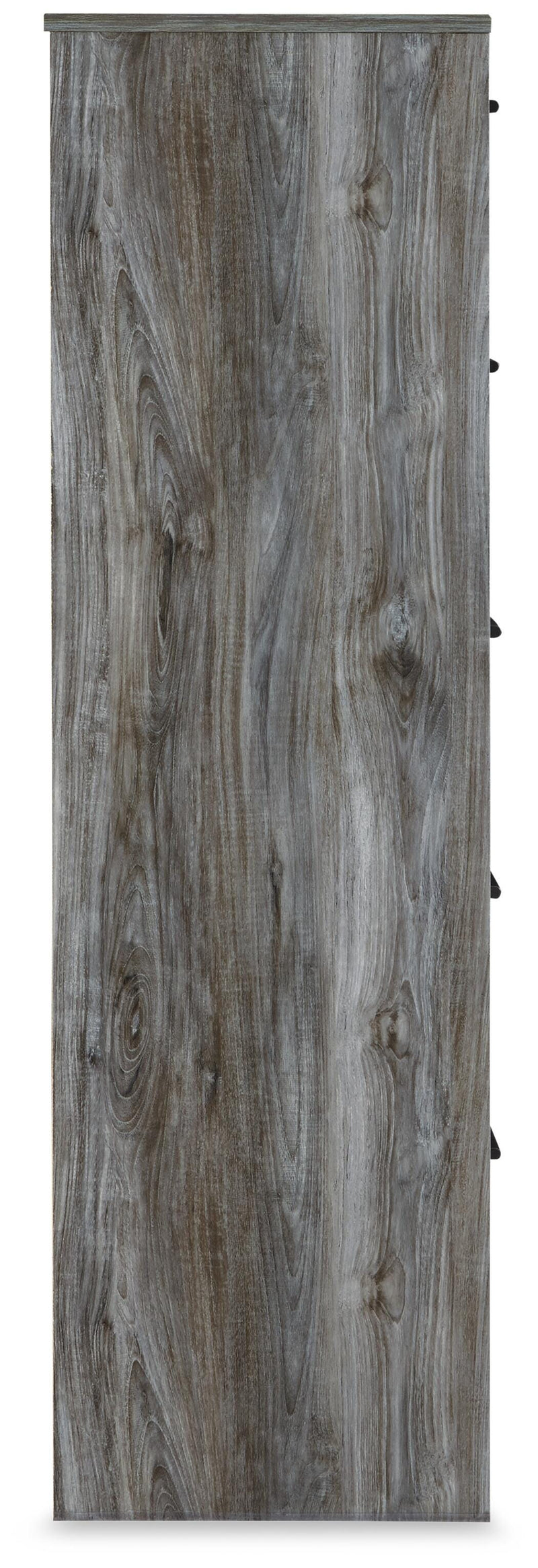 Ashley Furniture Baystorm chest of drawers, side view showing dark wood finish and modern design with multiple drawers.