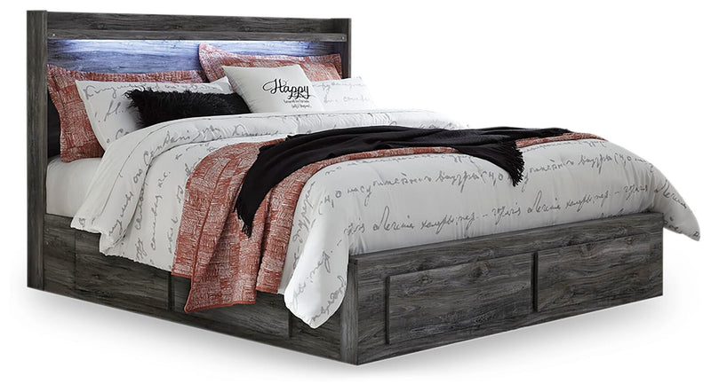Ashley Furniture Baystorm storage bed with sleek design, featuring built-in storage drawers in a modern bedroom setting.