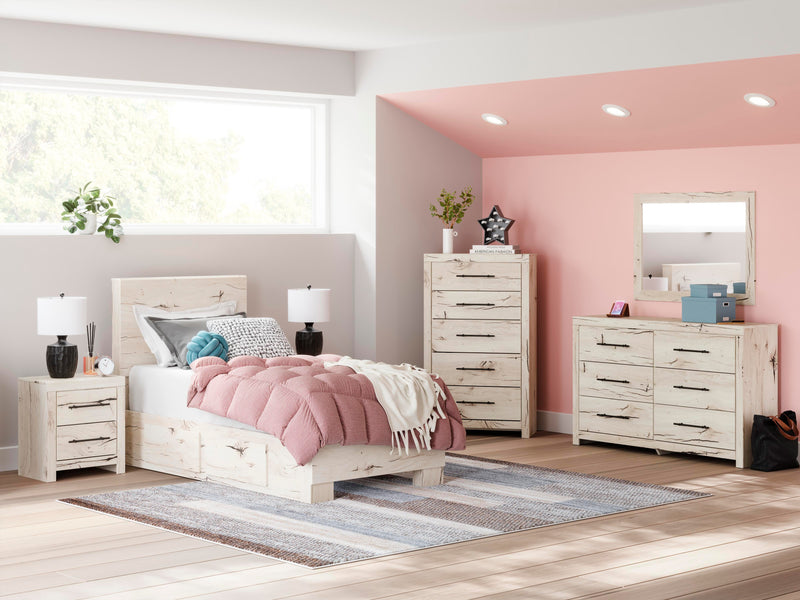 Ashley Furniture Lawroy Bed with a sturdy wooden frame and elegant design, shown in a stylish bedroom setting.