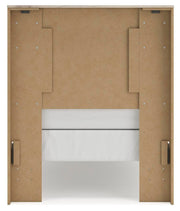 Ashley Furniture Lawroy Bed with a sturdy wooden frame and elegant headboard, shown from the back view.