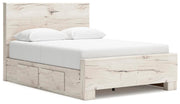 Ashley Furniture Lawroy Bed in a stylish wooden frame with a modern design, shown from a side angle.