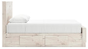 Ashley Furniture Lawroy Bed with a modern design, featuring a sturdy wooden frame and a sleek, upholstered headboard.