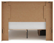 Ashley Furniture Lawroy Bed with upholstered headboard and wooden frame, shown in a stylish bedroom setting.