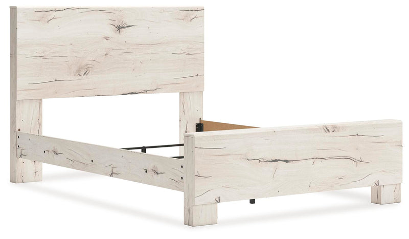Ashley Furniture Lawroy Bed with elegant wood finish and modern design, shown from an angled perspective.