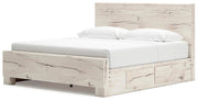 Ashley Furniture Lawroy Bed with a stylish headboard and elegant frame, shown from an angled view.
