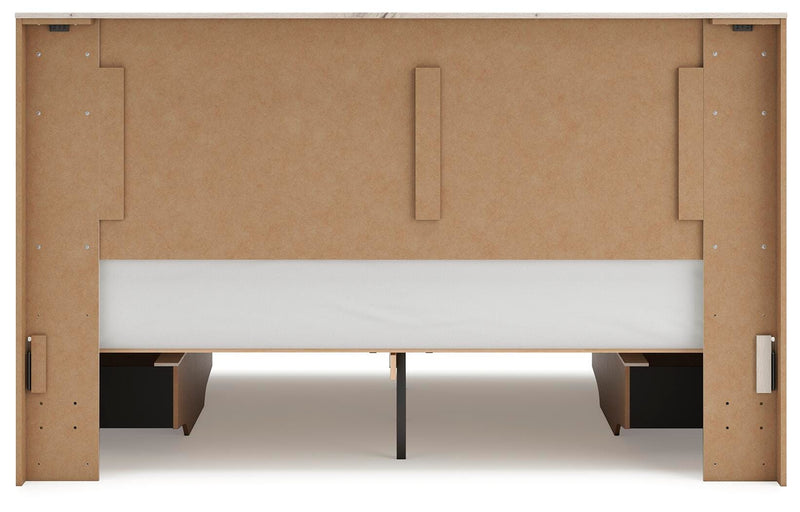 Ashley Furniture Lawroy Bed with a dark wood finish, featuring a sleek headboard and sturdy frame for a modern bedroom.