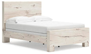 Ashley Furniture Lawroy Bed with a stylish headboard, showcasing a modern design in a cozy bedroom setting.