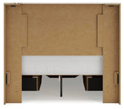 Ashley Furniture Lawroy Panel Storage Bed with sleek wood finish and built-in storage drawers, shown from the back.