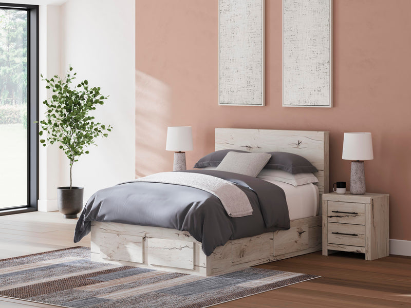 Ashley Furniture Lawroy panel storage bed with sleek wood finish, featuring built-in storage drawers and modern design.