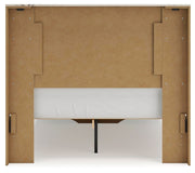 Ashley Furniture Lawroy panel storage bed with a sleek wooden frame and built-in storage drawers in a modern bedroom setting.