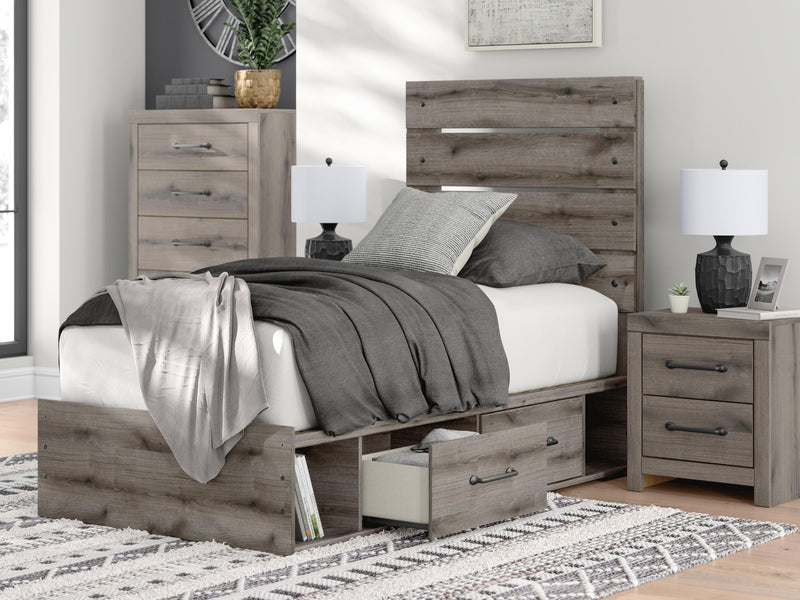Graystorm Ashley Furniture storage bed with a modern design, featuring a sturdy frame and built-in storage drawers.