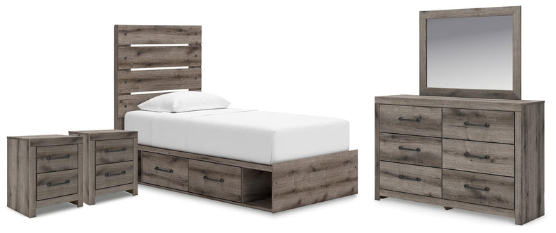Graystorm bedroom set by Ashley Furniture featuring a modern bed, matching nightstands, and coordinated bedroom furniture.