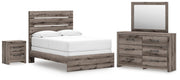 Graystorm bedroom set by Ashley Furniture featuring a modern design with a bed frame, dresser, and nightstands in gray finish.