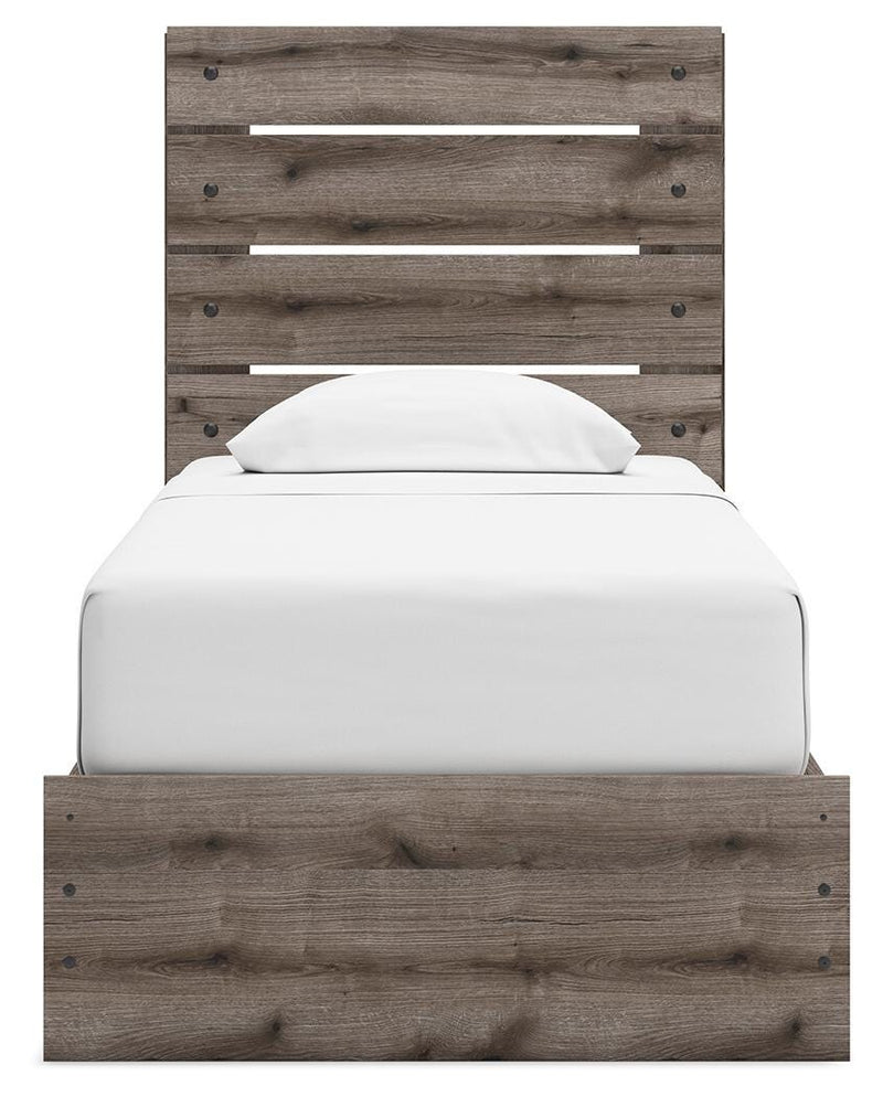Graystorm Bed with Storage by Ashley Furniture featuring a modern gray bed frame with built-in storage drawers and headboard.