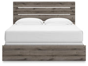 Graystorm bedroom set by Ashley Furniture featuring a bed with a headboard and matching bedroom furniture, shown from a head-on view.