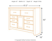 Ashley Furniture Juararo dresser with dark wood finish, featuring multiple drawers and sleek modern handles.