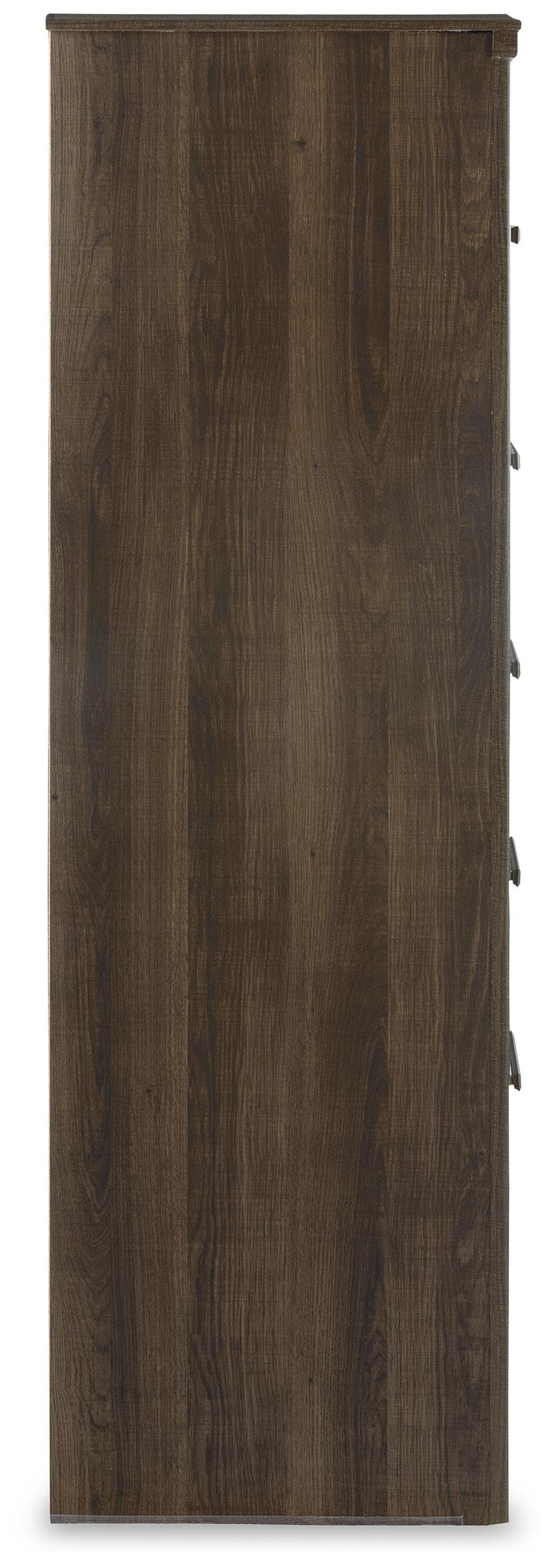Ashley Furniture Juararo chest of drawers with a dark wood finish, featuring multiple drawers and sleek design.
