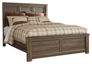 Ashley Furniture Juararo bedroom set featuring a modern bed frame, matching nightstands, and dresser with warm wood finish.