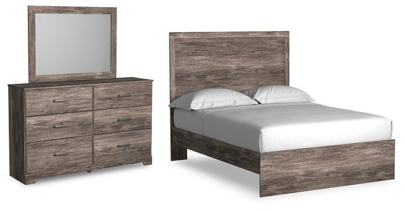 Ashley Furniture Ralinksi bedroom set featuring a bed frame, matching nightstands, and dresser in a modern design.