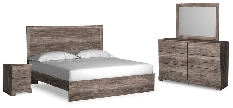 Ashley Furniture Ralinksi bedroom set with a bed frame, matching nightstands, and dresser in a modern bedroom design.