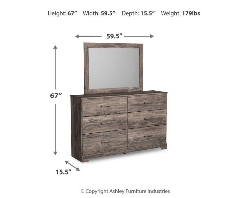 Ashley Furniture Ralinksi bedroom set featuring a bed, dresser, and nightstands with a modern design and warm wood finish.
