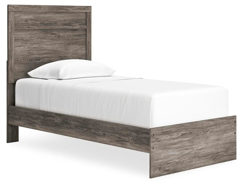 Ashley Furniture Ralinksi bedroom set with a modern bed frame, matching nightstands, and stylish bedroom furniture in a contemporary design.