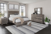 Ashley Furniture Ralinksi bedroom set featuring a bed, dresser, and nightstands in a modern design with wood finish.