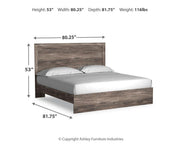 Ashley Furniture Ralinksi bedroom set featuring a wooden bed frame, matching nightstands, and a dresser with modern design.