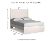Ashley Furniture Stelsie bedroom set with a bed frame, nightstands, and dresser in a modern design, shown in a stylish bedroom setting.
