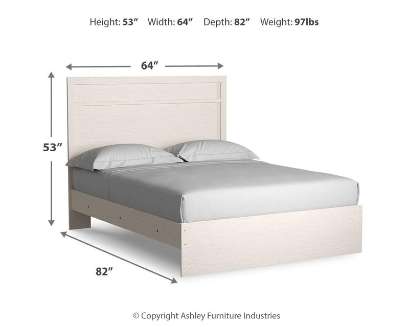 Ashley Furniture Stelsie bedroom set featuring a cozy bed, matching nightstands, and a stylish dresser in a modern bedroom setting.