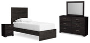 Ashley Furniture Belachime bedroom set featuring a bed frame, nightstands, and dresser with modern wood finish.
