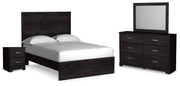 Ashley Furniture Belachime bedroom set with a bed, nightstands, and dresser in a modern wood finish.