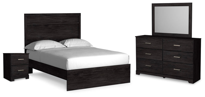 Ashley Furniture Belachime bedroom set with a bed, nightstands, and dresser in a modern wood finish.