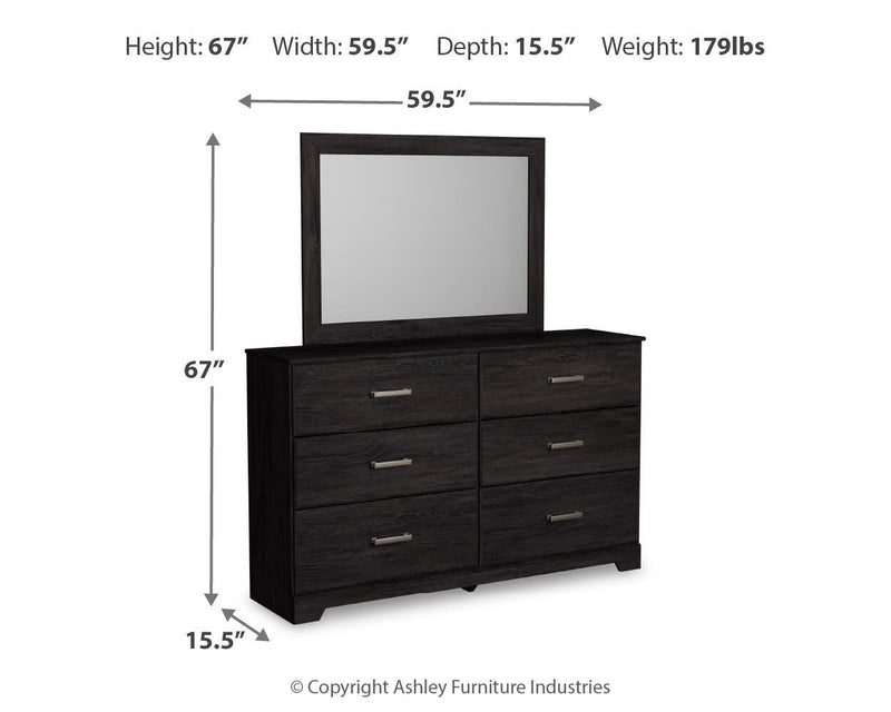 Ashley Furniture Belachime bedroom set with a modern bed frame, dresser, and nightstands in a coordinated wood finish.