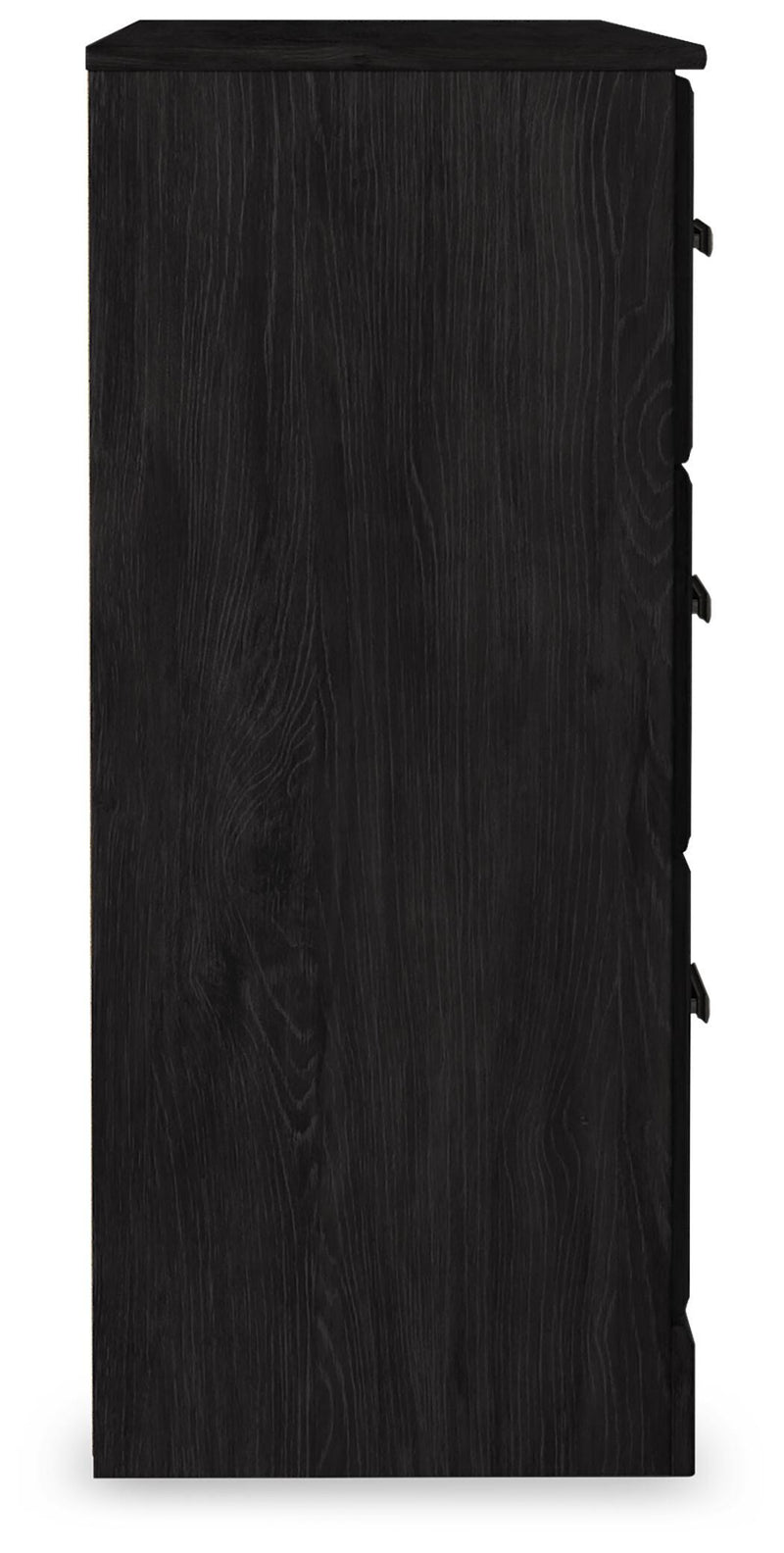 Ashley Furniture Belachime dresser with multiple drawers and a sleek wooden finish, shown from a side view.