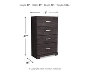 Ashley Furniture Belachime chest of drawers with a dark wood finish and six spacious drawers for ample storage.