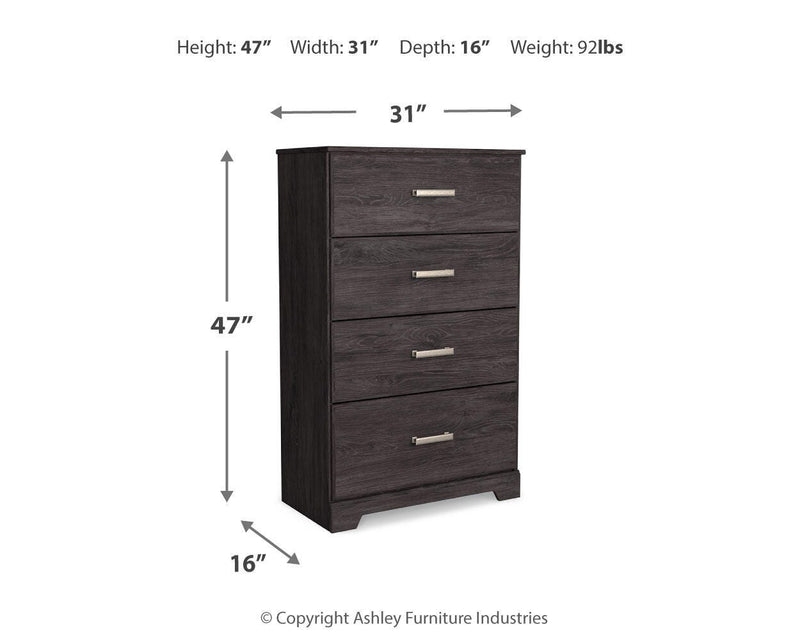 Ashley Furniture Belachime chest of drawers with a dark wood finish and six spacious drawers for ample storage.