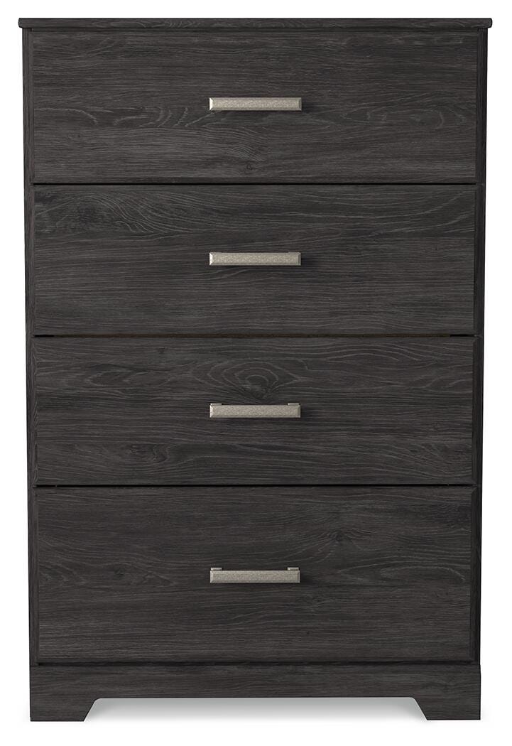 Ashley Furniture Belachime chest of drawers with a sleek wood finish, featuring multiple drawers and modern design.