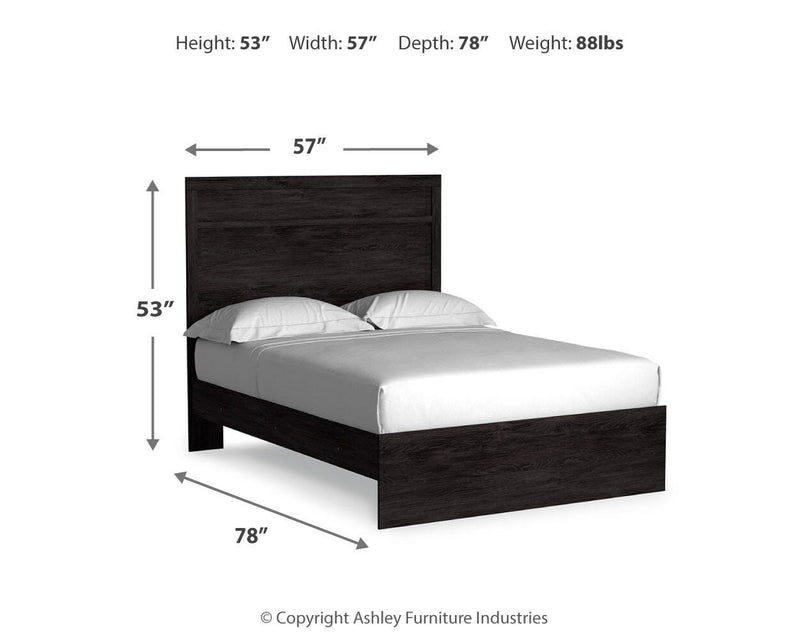 Ashley Furniture Belachime bedroom set with a dark wood finish, including a bed frame, nightstands, and matching dresser.