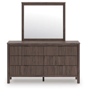 Ashley Furniture Pamytta dresser with matching mirror, featuring a modern wood finish and sleek design for bedroom storage.