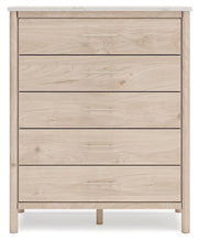 Ashley Furniture Cadmori chest of drawers with sleek wood finish and modern design, featuring multiple storage drawers.
