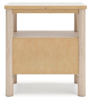 Ashley Furniture Cadmori nightstand with a dark wood finish and sleek design, featuring a single drawer and modern style.