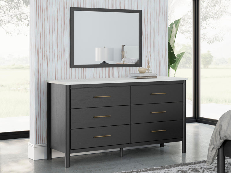Ashley Furniture Cadmori Bedroom Set with bed frame, nightstands, and dresser in a modern bedroom style.