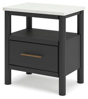 Ashley Furniture Cadmori bedroom set featuring a modern bed frame, nightstands, and dresser in a stylish bedroom scene.