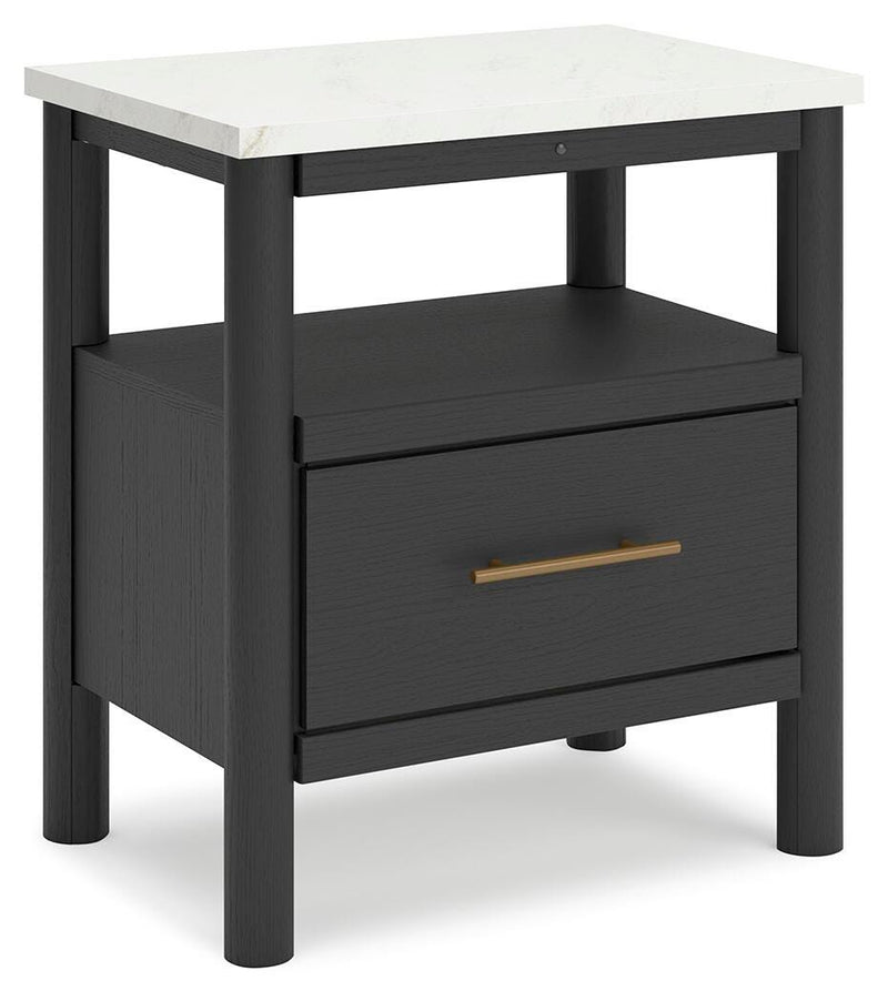 Ashley Furniture Cadmori bedroom set with a bed, nightstands, and dresser, shown from an angled side view in the image.