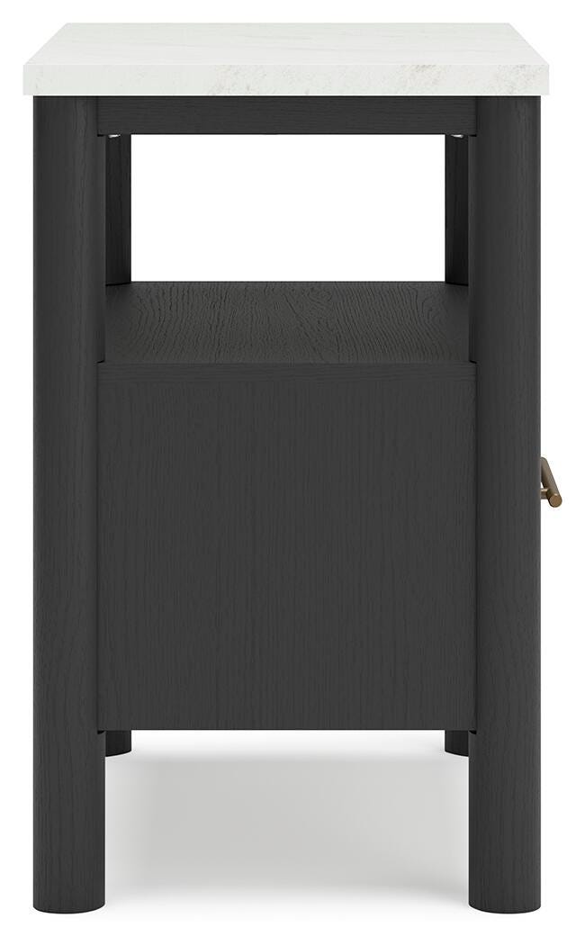 Ashley Furniture Cadmori bedroom set featuring a bed frame, nightstands, and dresser in a modern design.