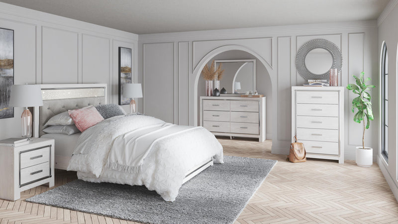 Ashley Furniture Altyra bedroom set with matching bed frame, nightstands, and dresser, in a modern, stylish bedroom scene.