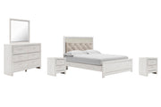 Ashley Furniture Altyra bedroom set with a modern bed frame, matching nightstands, and coordinating dresser in a stylish bedroom.