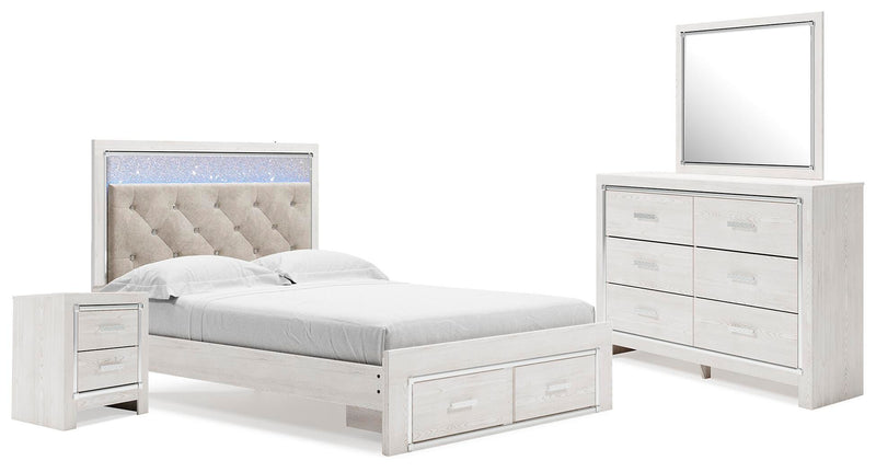 Ashley Furniture Altyra bedroom set featuring a bed frame, nightstands, and dresser with modern design and wood finish.