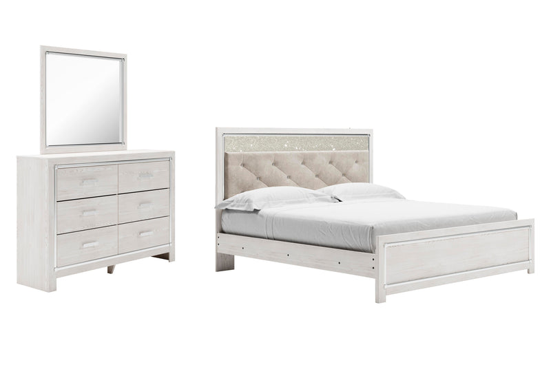 Ashley Furniture Altyra bedroom set featuring a modern bed frame, matching nightstands, and coordinated dresser in a stylish bedroom.